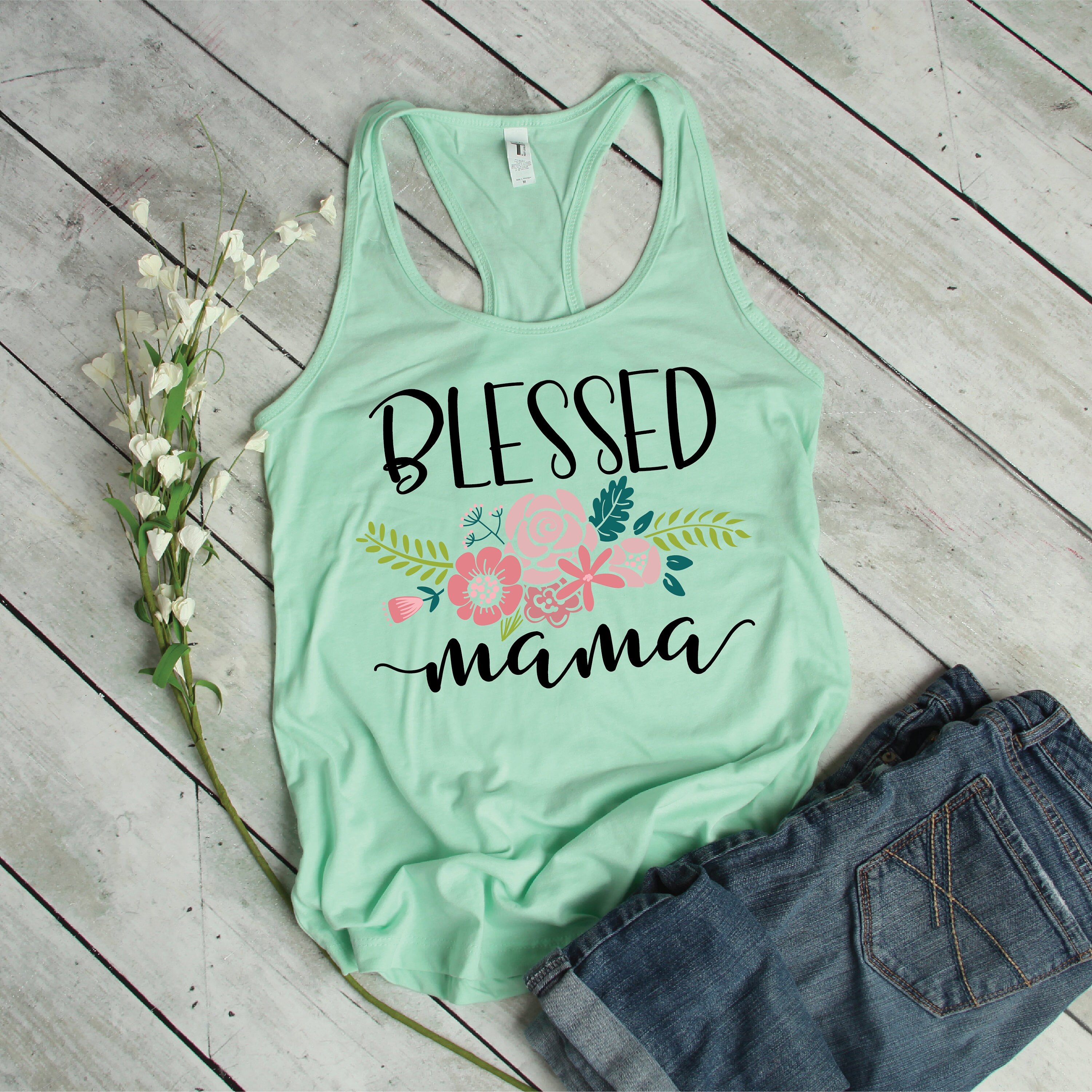 Blessed Mama Mom's Shirt Design Cut File Silhouette | Etsy