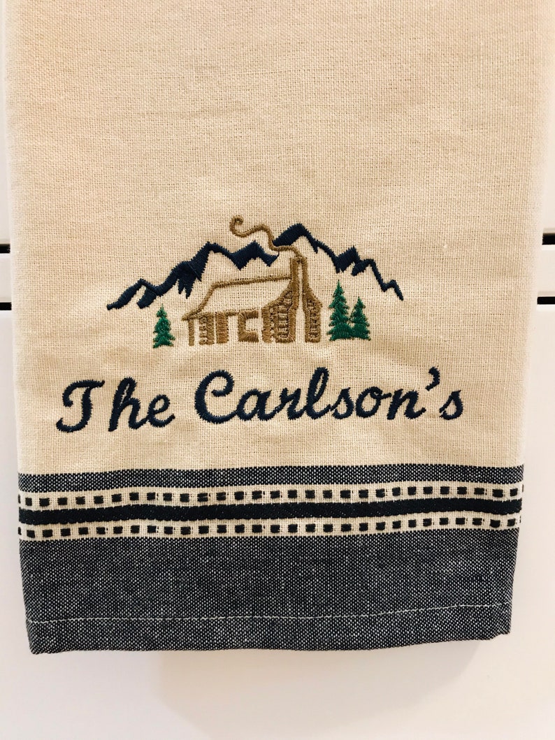 Personalized Kitchen Towel for the Cabin Rustic Kitchen Etsy