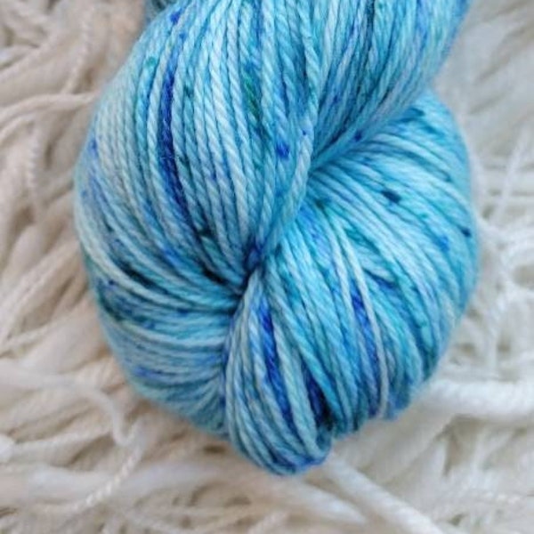READY TO SHIP Hand Dyed "Speckled Frost" 80 Superwash merino /20 nylon sock yarn Fingering weight 100g 400 yards