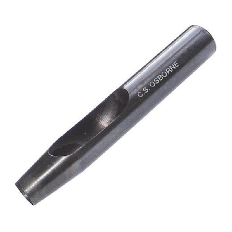 May include: A silver metal punch tool with a round hole in the center. The tool is labeled "C.S. OSBORNE".