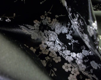 Black & Silver Cherry Blossom Silk Brocade - Corset Making