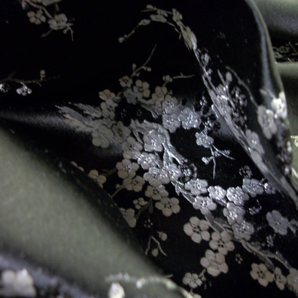 Black & Silver Cherry Blossom Silk Brocade - Corset Making