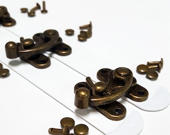 Steampunk Clasp Busk Set - 13" - Corset Making Supplies - Antique Brass