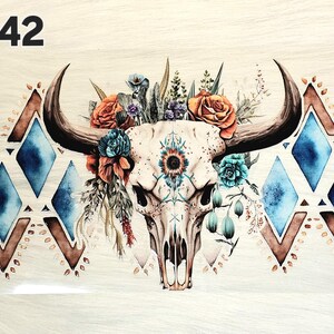 16oz UV DTF Cup Wrap #242 Cute Bull Skull Cow for Snow Globe Cups and Tumblers