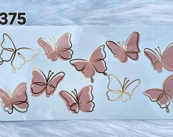375and 376 - Butterflies UV DTF Cup Wrap for 16oz/Image Transfer/2 Designs