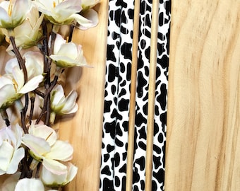 Black & White Cow Print Plastic Straws for Cups - 8 Inch Straws