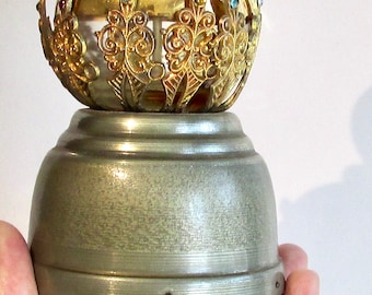 Vtg hermoso atomizador musical antiguo botella de perfume exprimir bombilla/puffer/jolie atomiseur antiguo musical à parfum avec de poire