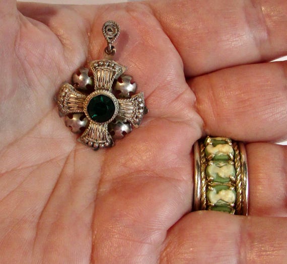 Vtg fine 950 Solid Sterling Silver JERUSALEM pend… - image 1