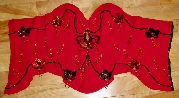 Vtg rétro red flame bustier or top with black/gol… - image 8