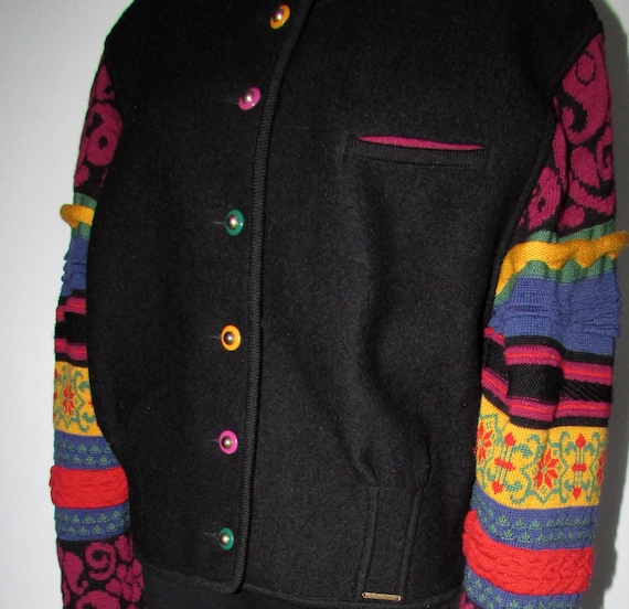 Superbe Wool Black GEIGER AUSTRIA Cardigan multicolor Sleeves