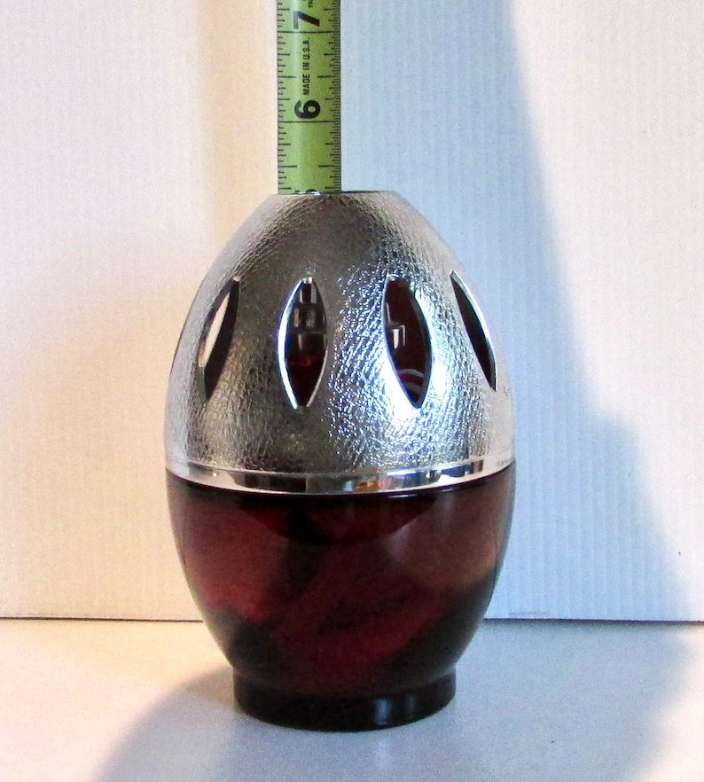 Vtg Rare Ruby Red Glass Berger Diffuser Lamp /silver Plated Top Dome ...