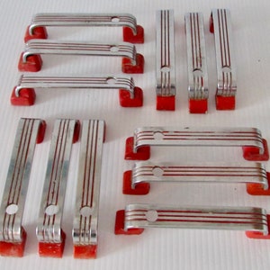 Vintage 1960 beautiful set of 12 chrome with orange painting color kitchen door handle