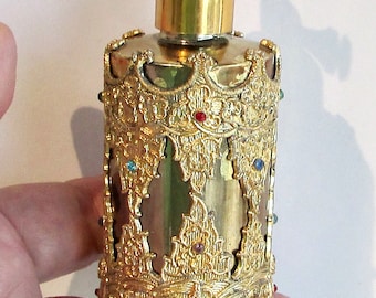 Botella de perfume atomizadora vintage con base de metal (sin pera apretada) / Bonito atomizador de perfume con base de metal dorado (sin pera apretada)