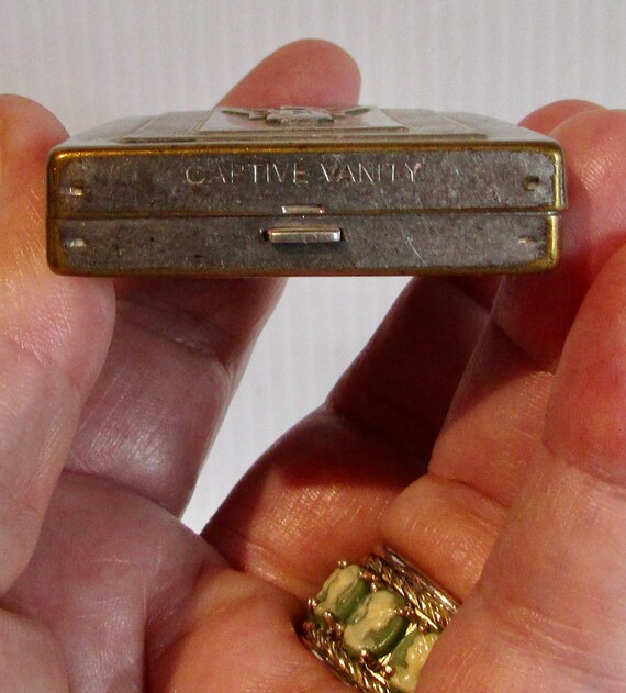 rectangular silver plated powder compact mirror C… - image 3