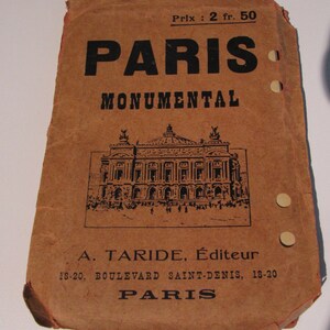 Antique Tarides Paris monuments geographic map/map of Tarides Paris monuments