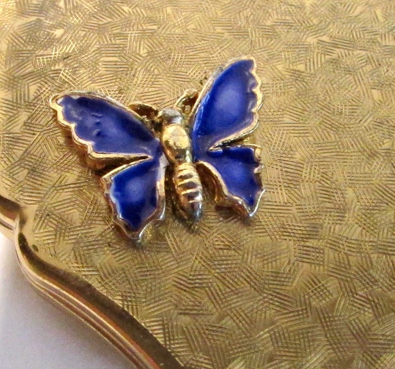 Vtg gold plated STRATTON ENGLAND with blue enamel… - image 2