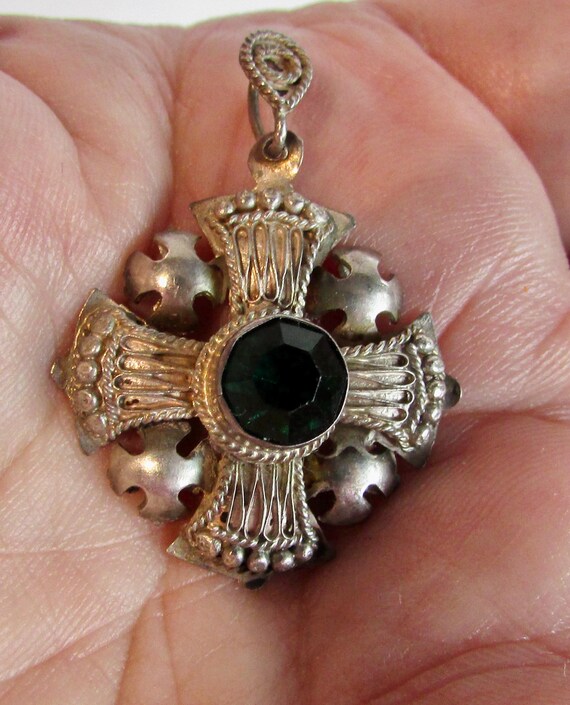 Vtg fine 950 Solid Sterling Silver JERUSALEM pend… - image 3