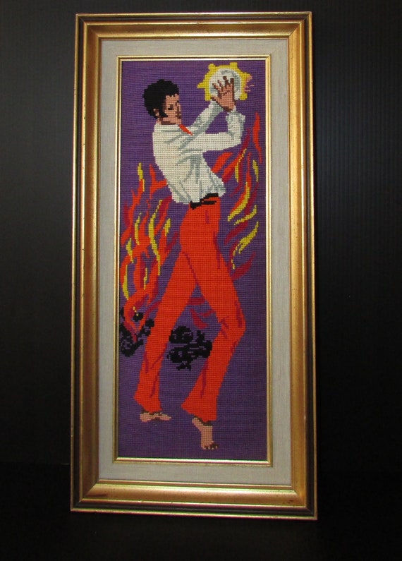Beautiful framed needlepoint spanish dancer flamenco Etsy