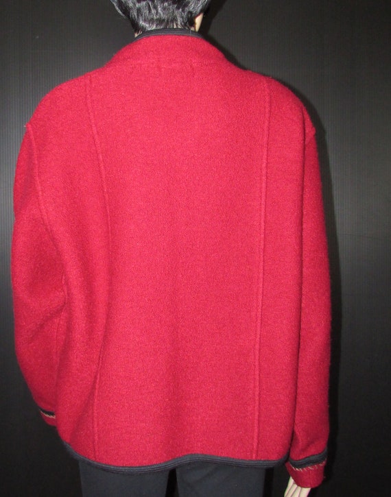 Superb ICELANDIC wool red cardigan with floral pa… - image 4