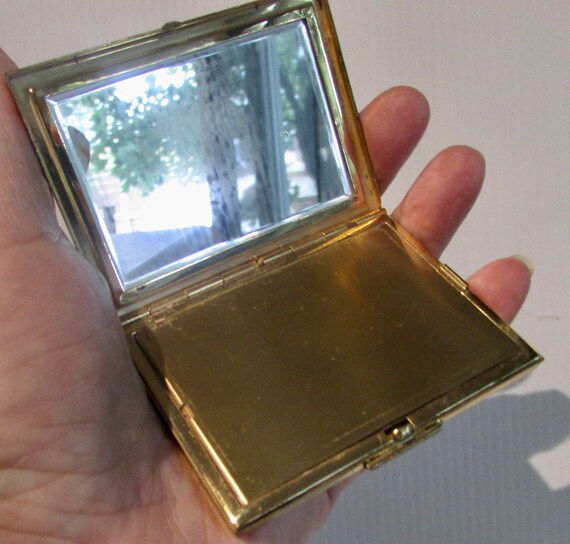 Beautiful rectangular collectable gold plated pow… - image 3