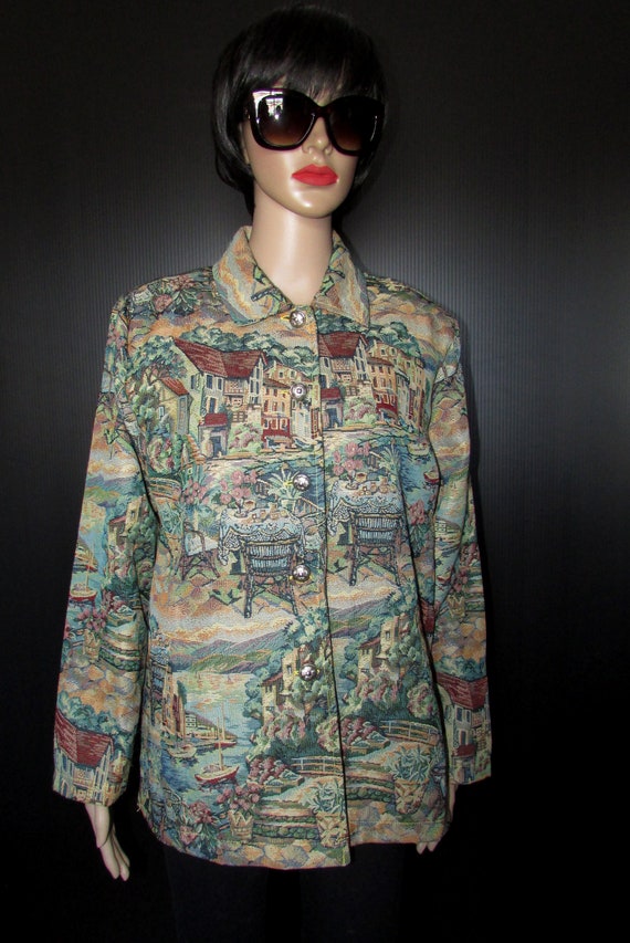 Vintage Superbe ERIN LONDON Tapesty Jacket / Jolie Veste Tapisserie Erin  London Size Large 