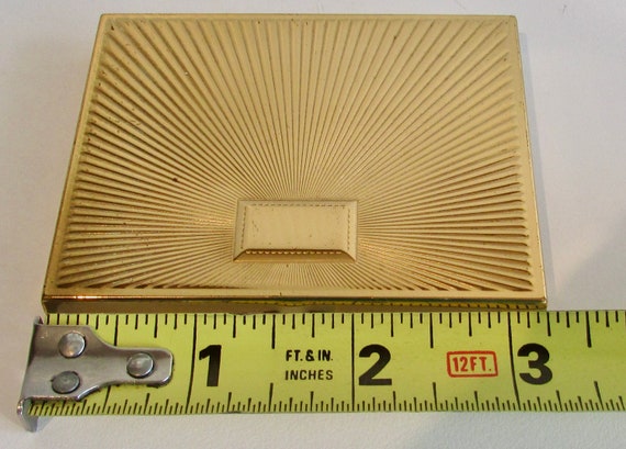 Vtg beautiful gold plated rectangular REVLON powd… - image 9