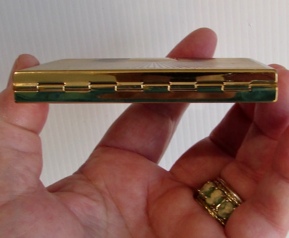 Vtg beautiful gold plated rectangular REVLON powd… - image 8