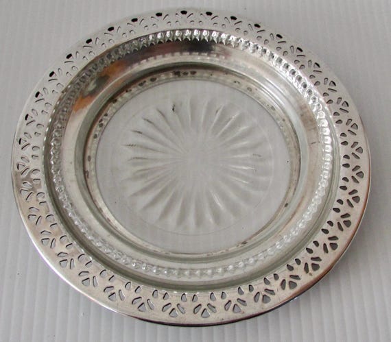 Beautiful INTERNATIONAL STERLING antique sterling silver and glass coasters