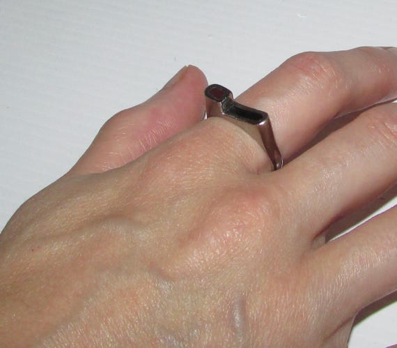Vintage beautiful modernist HAKO sterling ring /jolie bague de style moderniste en argent sterling HAKO