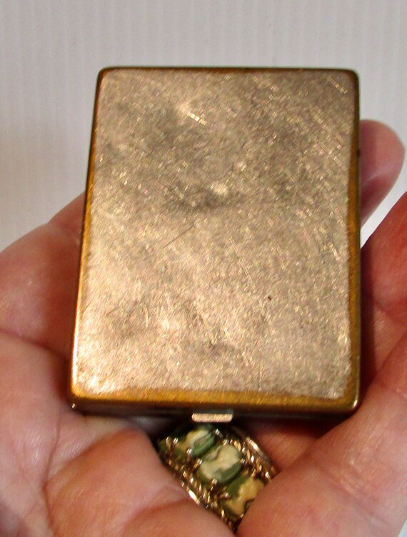 rectangular silver plated powder compact mirror C… - image 4