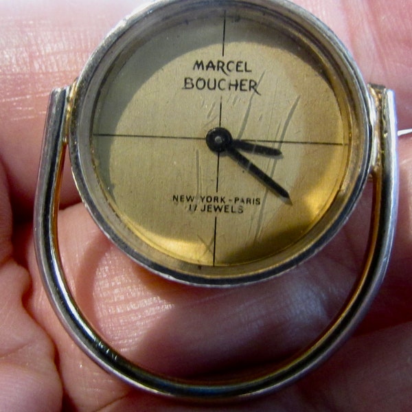 Beautiful gold plated MARCEL BOUCHER  New York Paris mechanical pendant  watch /Montre mécanique pendantif  plaqué or Marcel Boucher