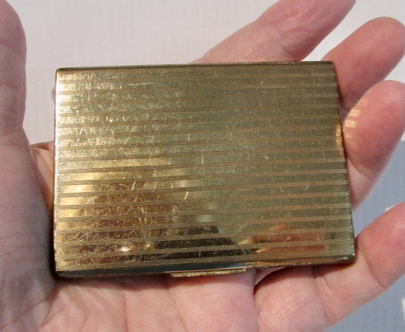 Beautiful rectangular collectable gold plated pow… - image 2