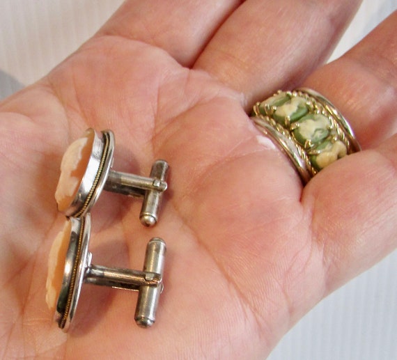 Vtg  nice unisexe pair of sterling silver cufflin… - image 4