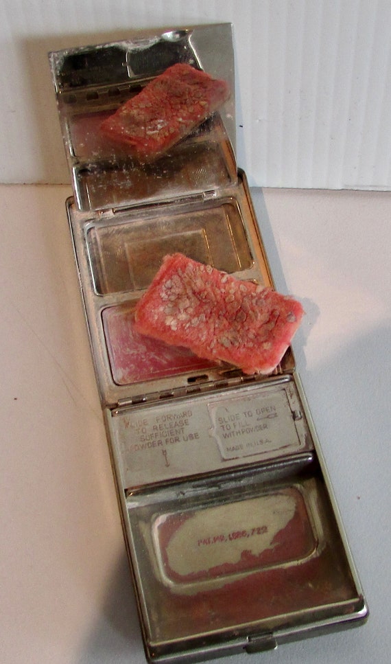 rectangular silver plated powder compact mirror C… - image 6