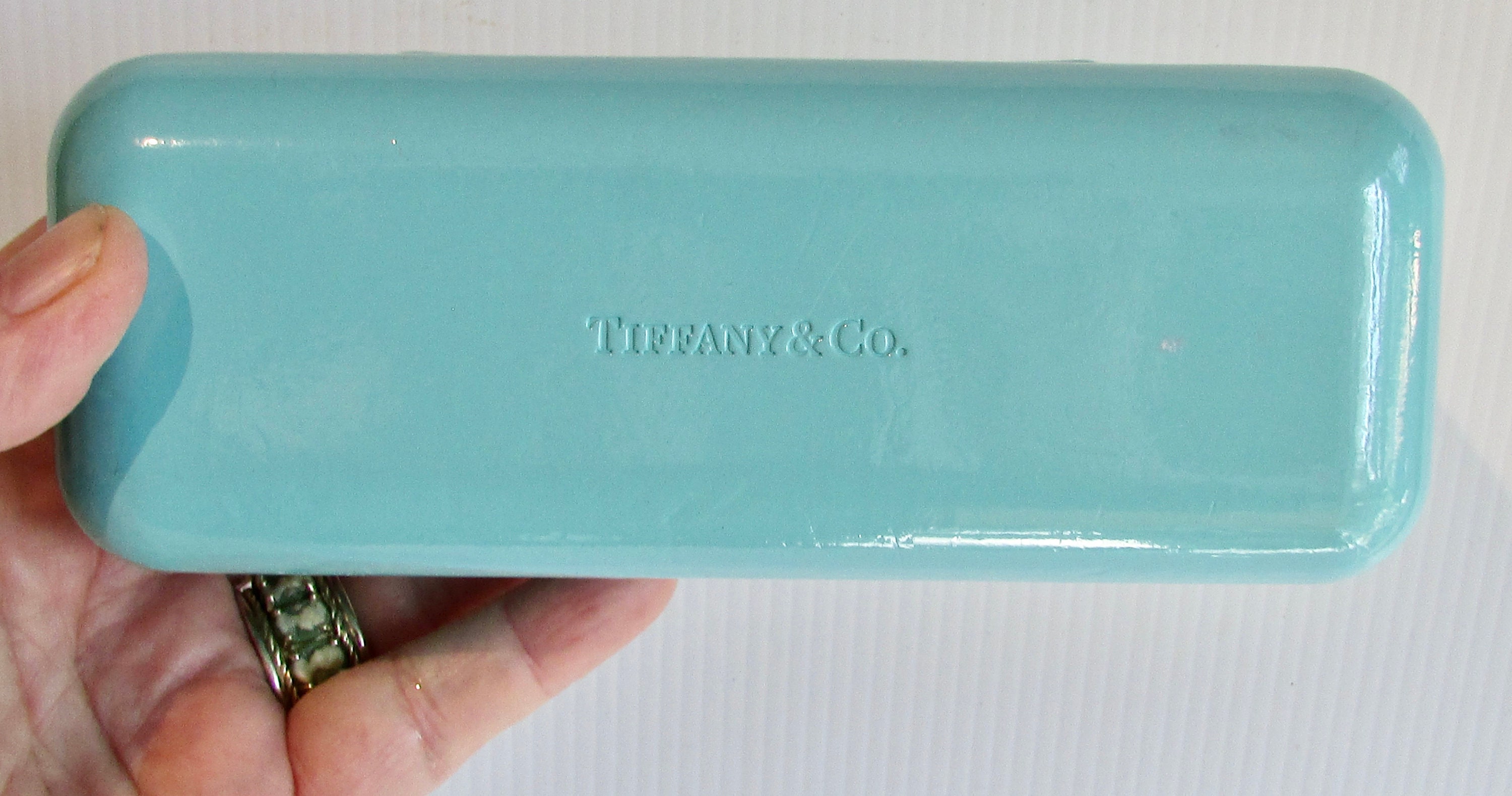 Vintage Beautiful Turquoise TIFFANY CO Eyeglasses Hard Case  display picture 1