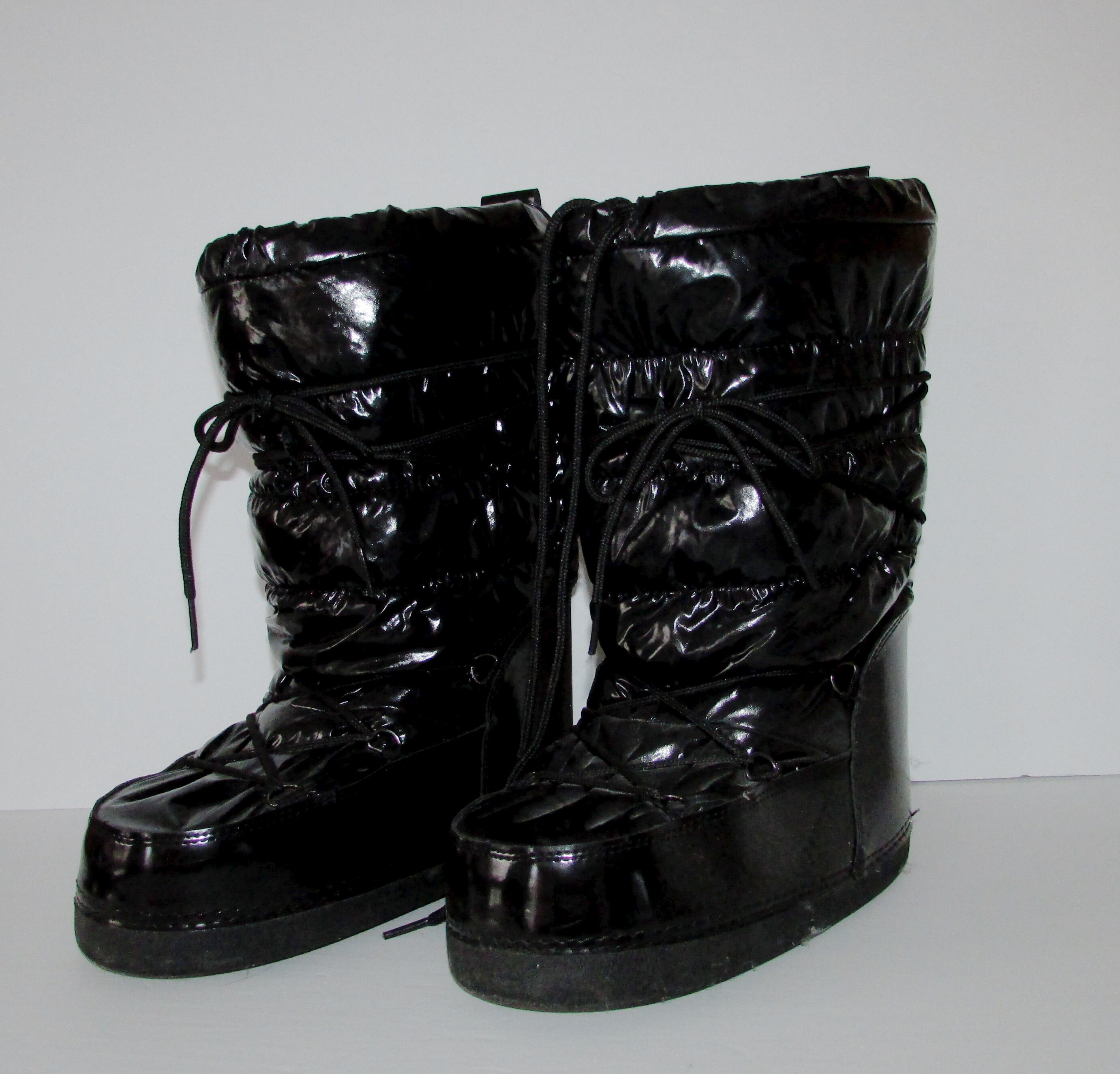 black vinyl boots