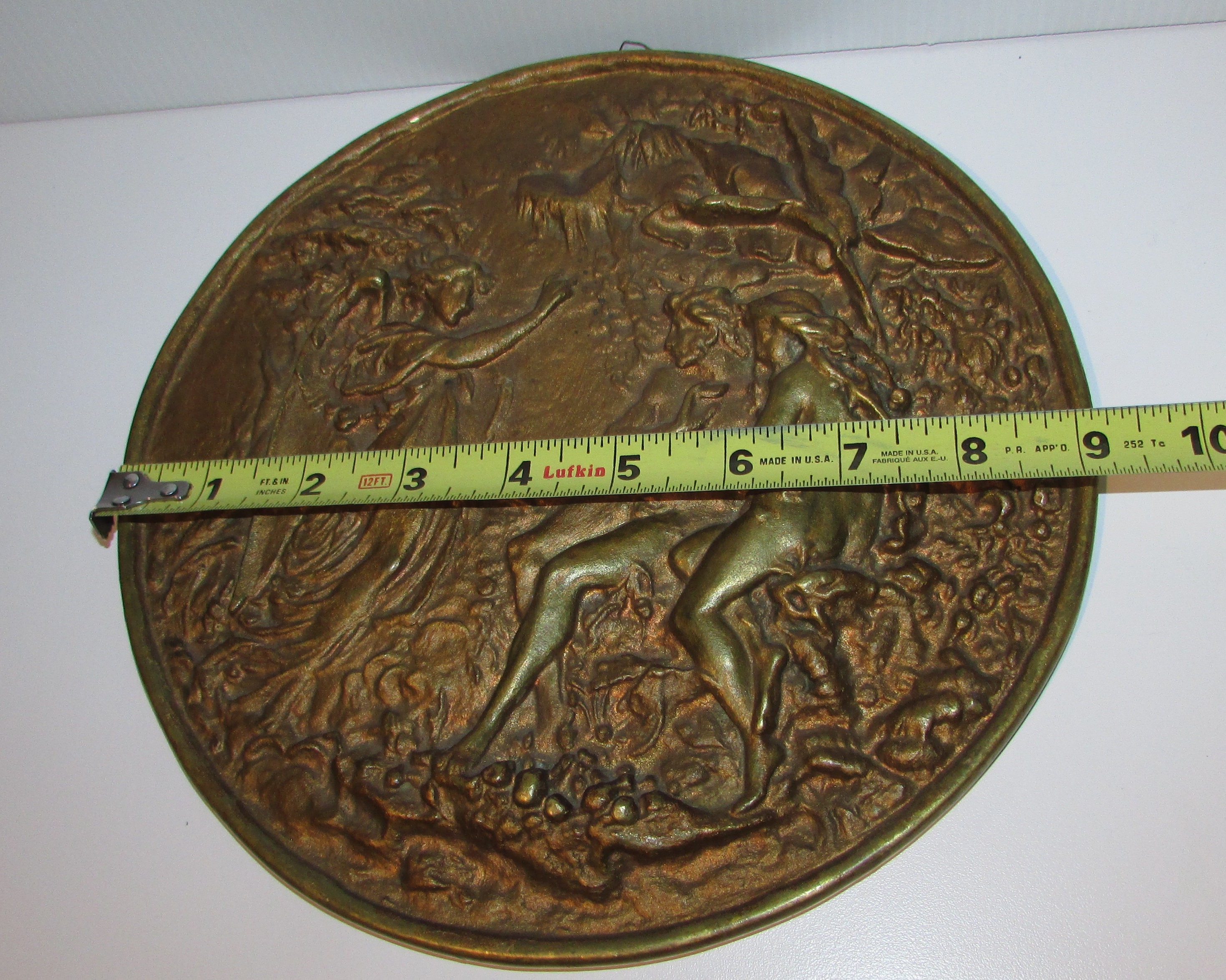 Superb Antique Bronze Wall Hanging Plaque ADAM and EVE in Paradise ...