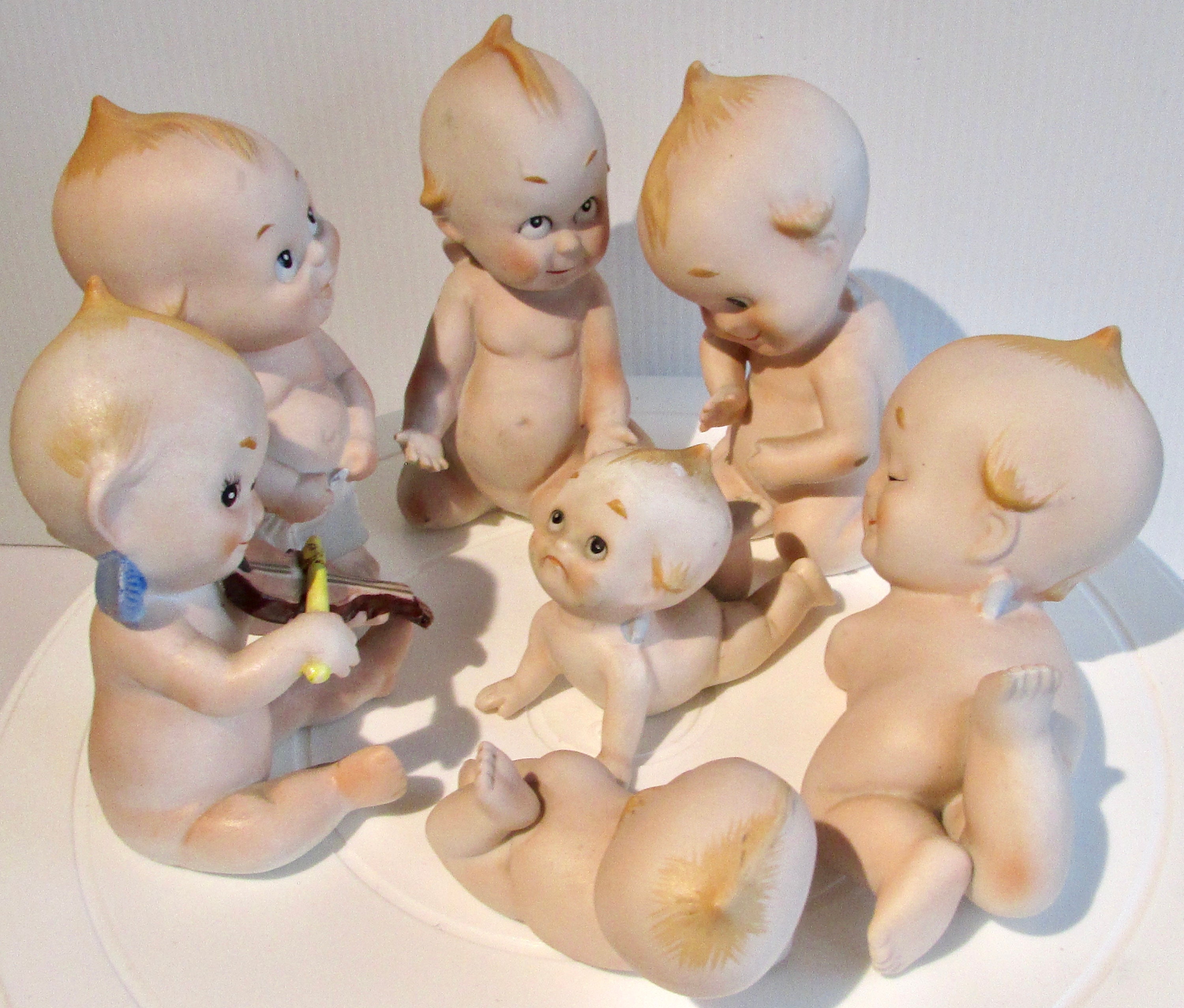 ビスクキューピー Vtg Collectable Group of 7 Bisque Kewpie Baby Stamped