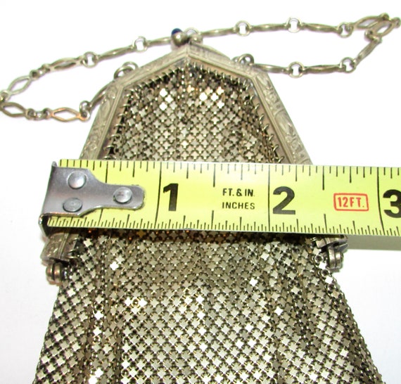 Beautiful  antique gold plated mesh bag purse wit… - image 10