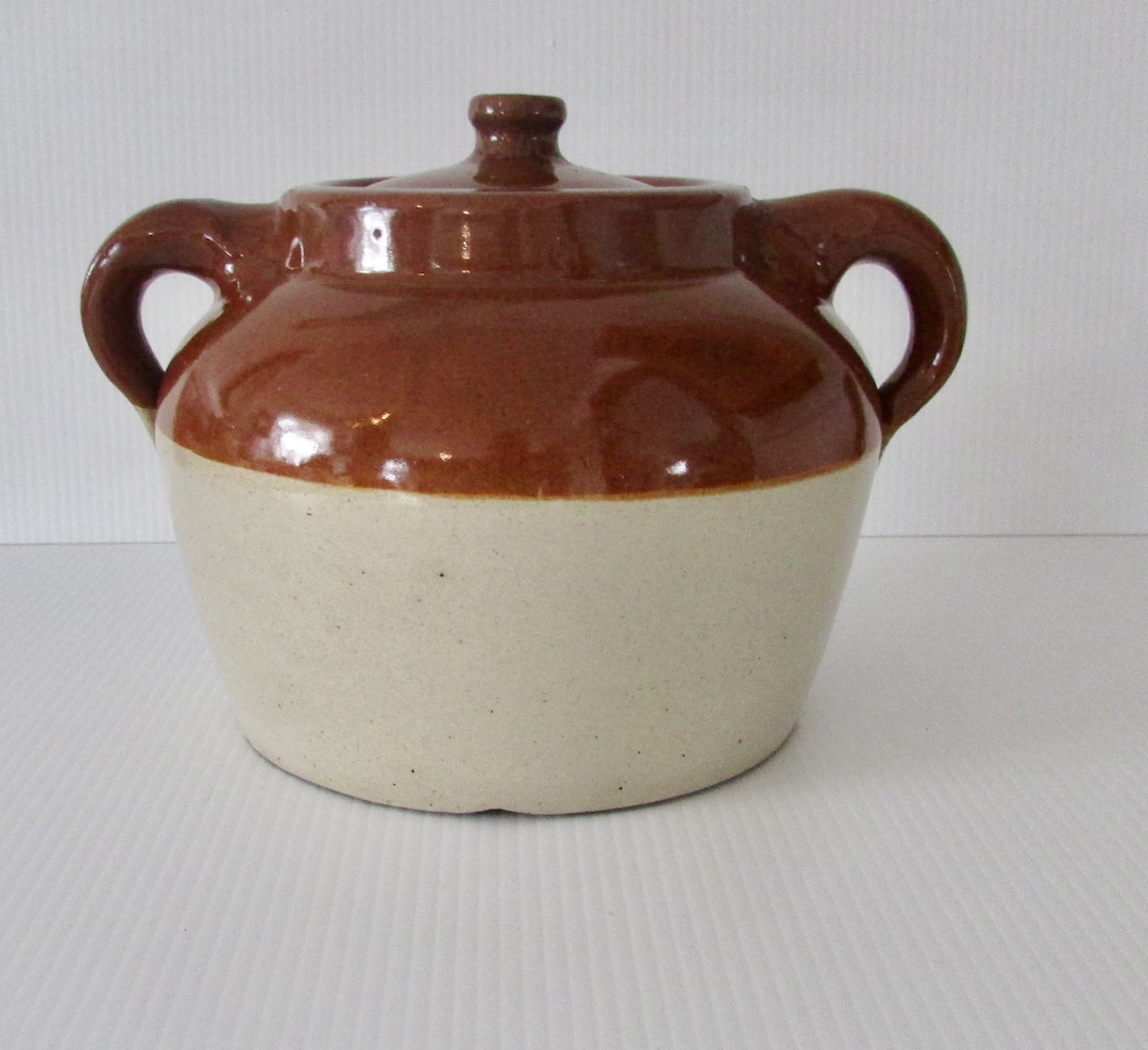 MEDICINE HAT POTTERIES Beans Pot Jar With Lid 1/jolie Petite Jarre En Grès Pour Fèves Aux Lards
