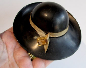 Vintage beautiful black acrylic hat jewelry storage box/very pretty hat vintage black storage box for jewelry