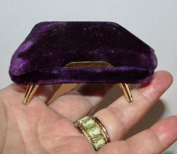 Vtg superb scarce space age violet velvet ring bo… - image 2