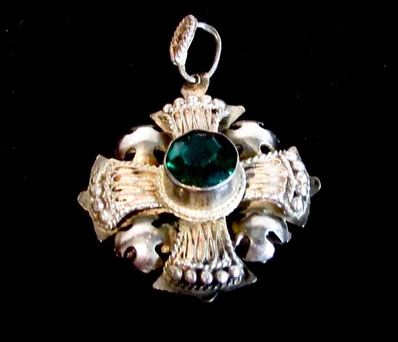 Vtg fine 950 Solid Sterling Silver JERUSALEM pend… - image 5