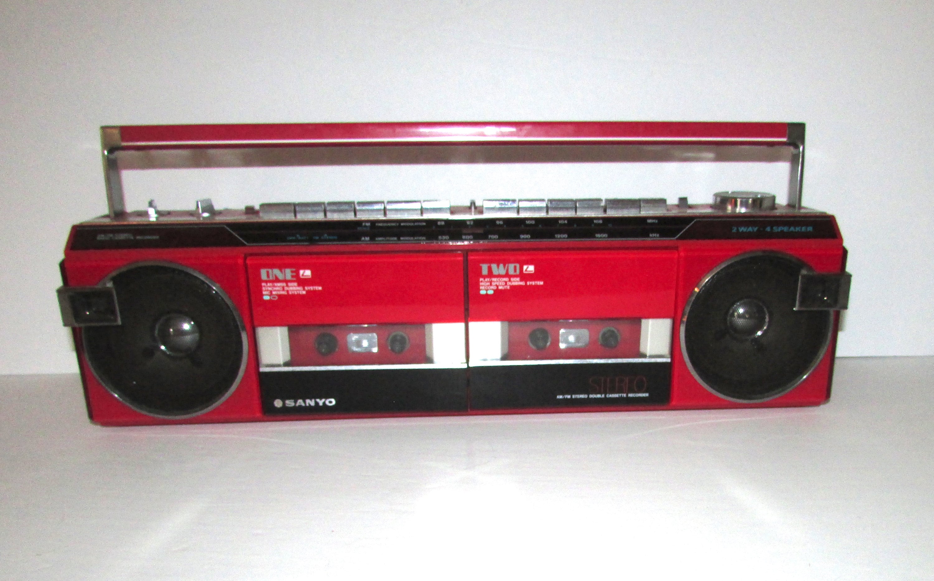 Beautiful Functional Red SANYO Am/fm Double Cassette Recorder