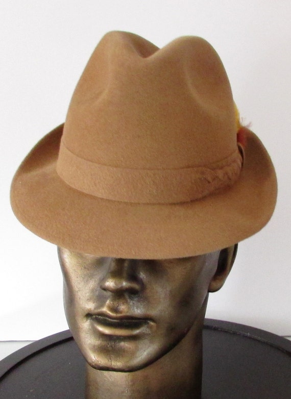 Vintage Beautiful Camel Felt Wool Stetson Sovereign Men Hat/ Joli