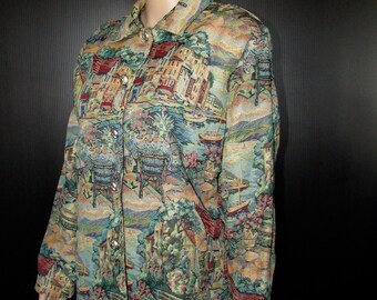 Vintage Superbe ERIN LONDON Tapesty Jacket / Jolie Veste Tapisserie Erin  London Size Large 