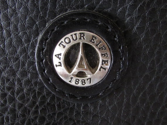 Vintage  beautiful real black leather LA TOUR EIF… - image 3