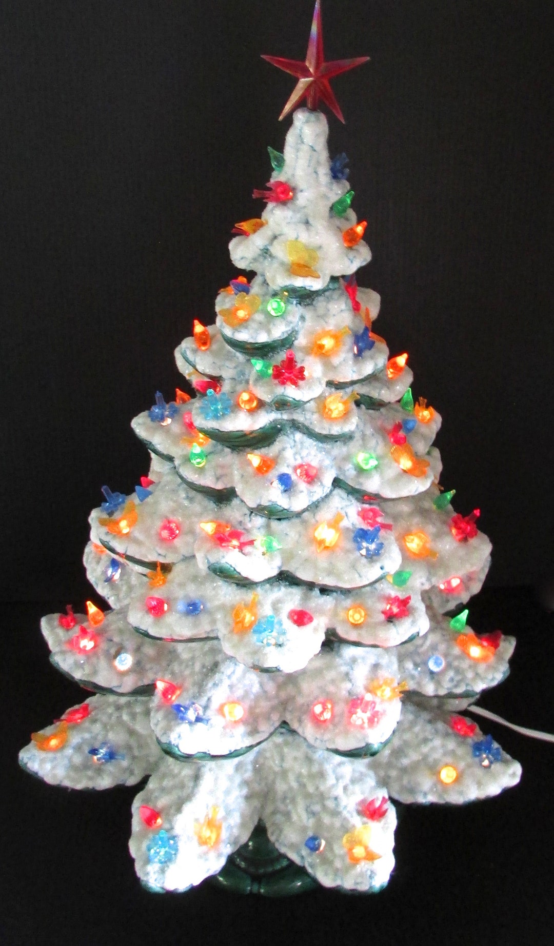 Spectacular Ceramic Glistening Snow Effect Christmas Tree Electrified