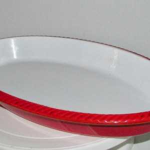 Vtg red and white cast iron enamel BELGIUM oval saucepan/Saucepan oval red and white enamelled cast iron BELGIUM 21-C 36