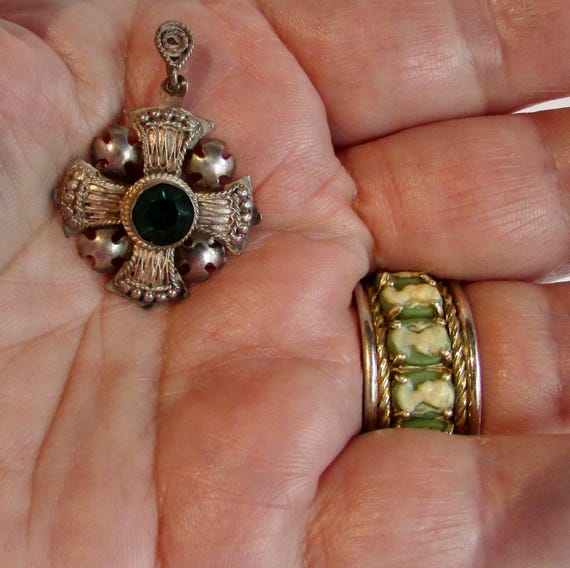 Vtg fine 950 Solid Sterling Silver JERUSALEM pend… - image 2